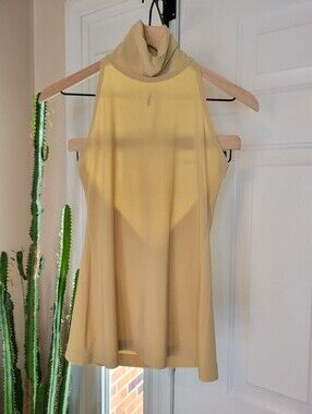 Norma Kamali Turtle Neck Halterneck Nude Open Back Tank Top Blouse, Size Small